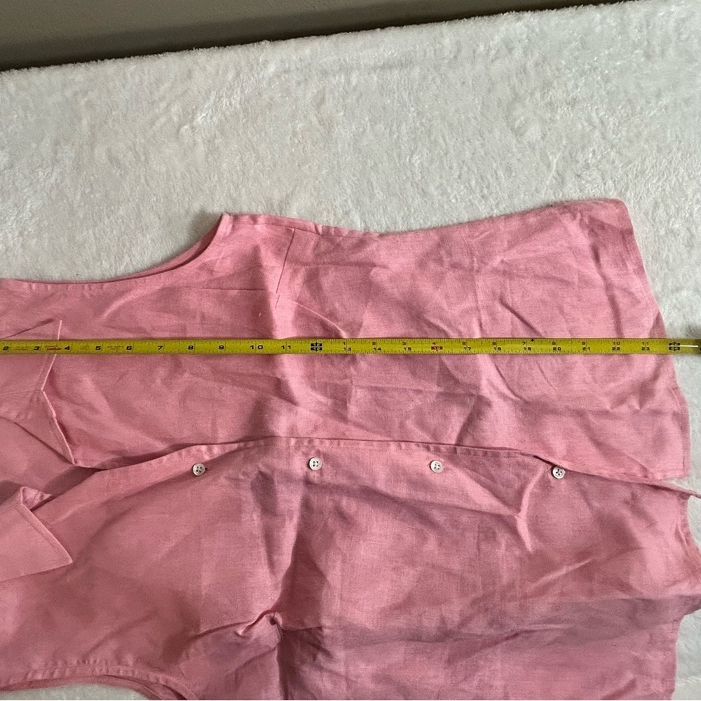 Harold's Pink Linen Button-Down Fitted Sleeveless Collared Top Size 4 - Picture 5 of 7